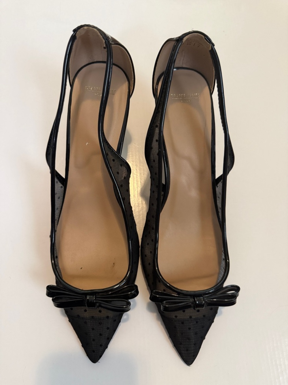 Draper James Black Pointed-Toe Slingback Heels with Bow